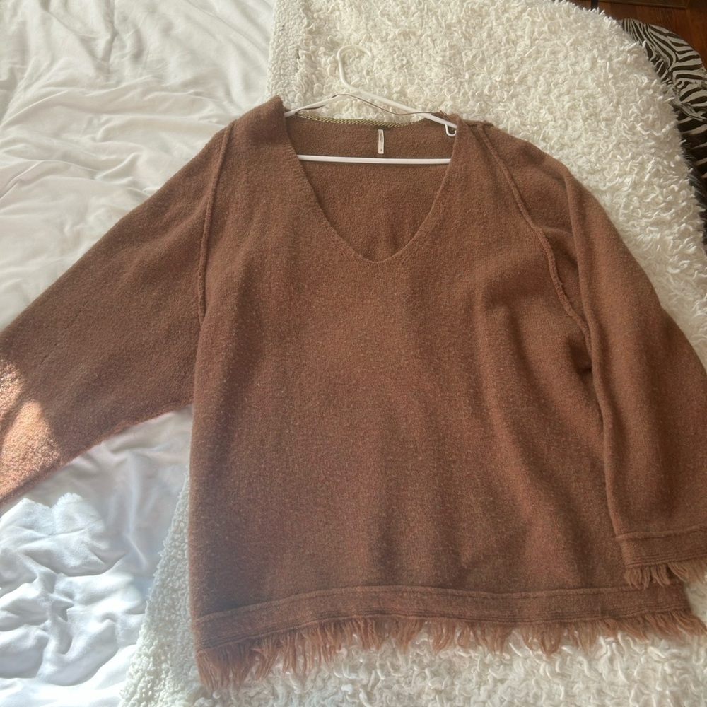 Oversized Free People Brown/Orange Sweater Size S